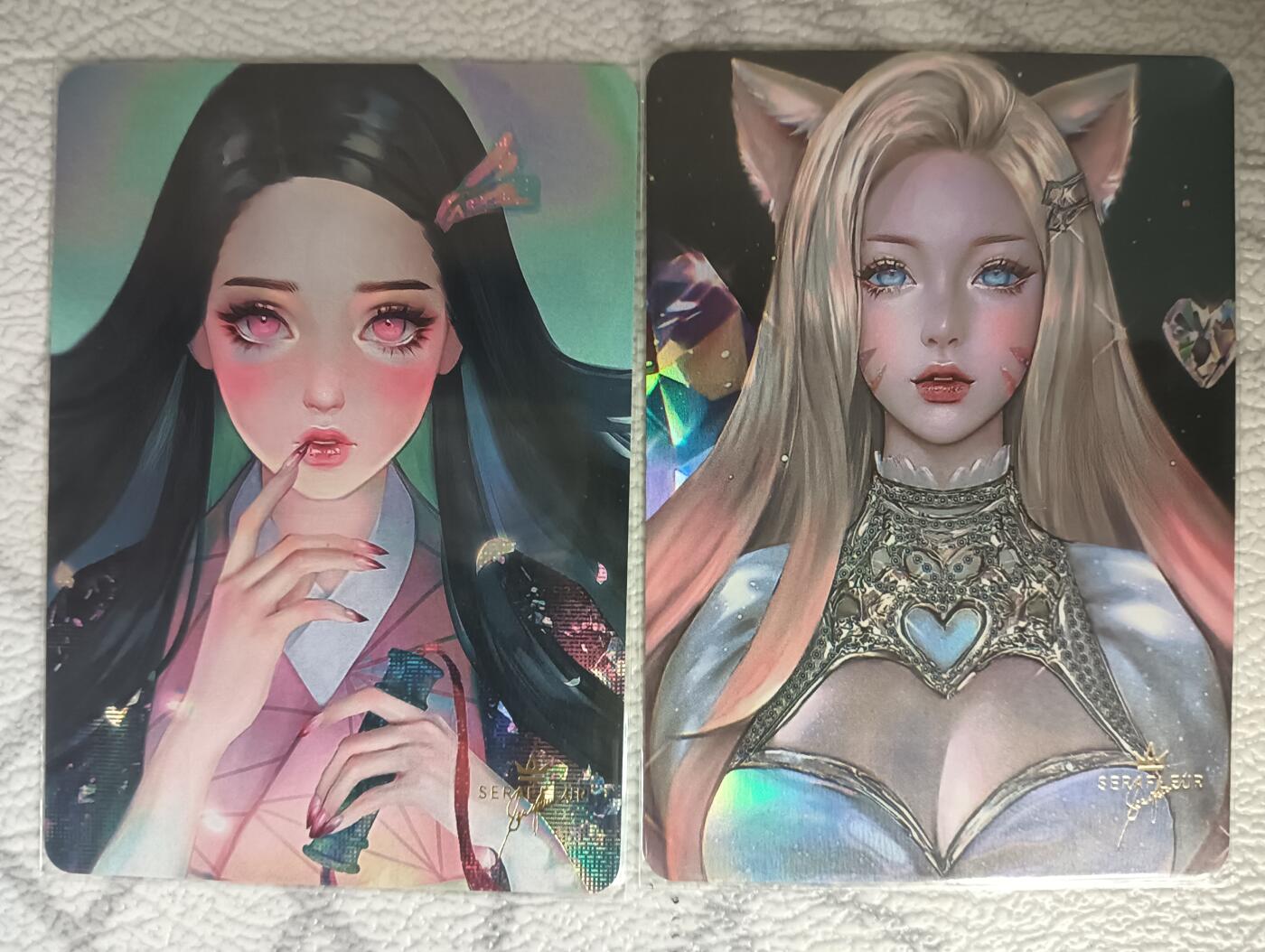 花开卡拍第44期（10月26号周日截拍，品控勿拍!!!拍品不寄存，运费5元，自制卡难免瑕疵，可能存在轻微撞角爆边等出厂瑕疵，品控介意勿拍！） 燎原卡牌 大头特写-弥豆子纱布闪+阿狸彩闪