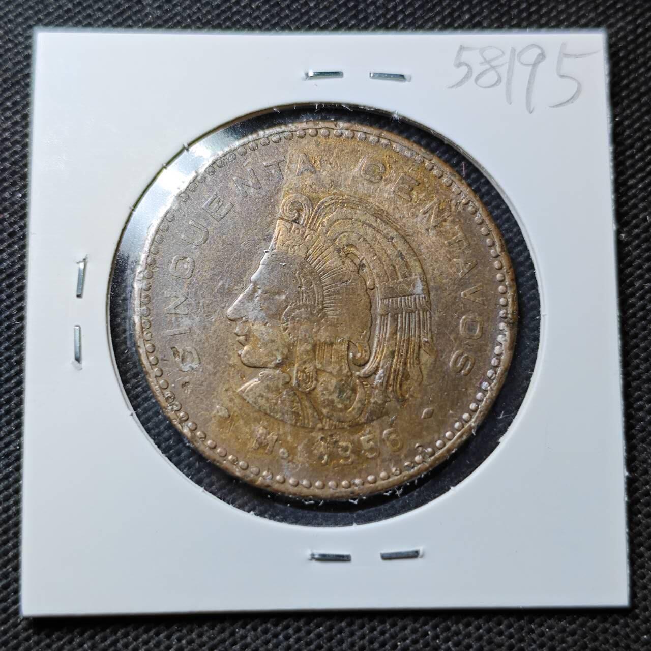 KK钱币收藏小铺  第358场  2月预留时间 周末发货  1956墨西哥大铜币