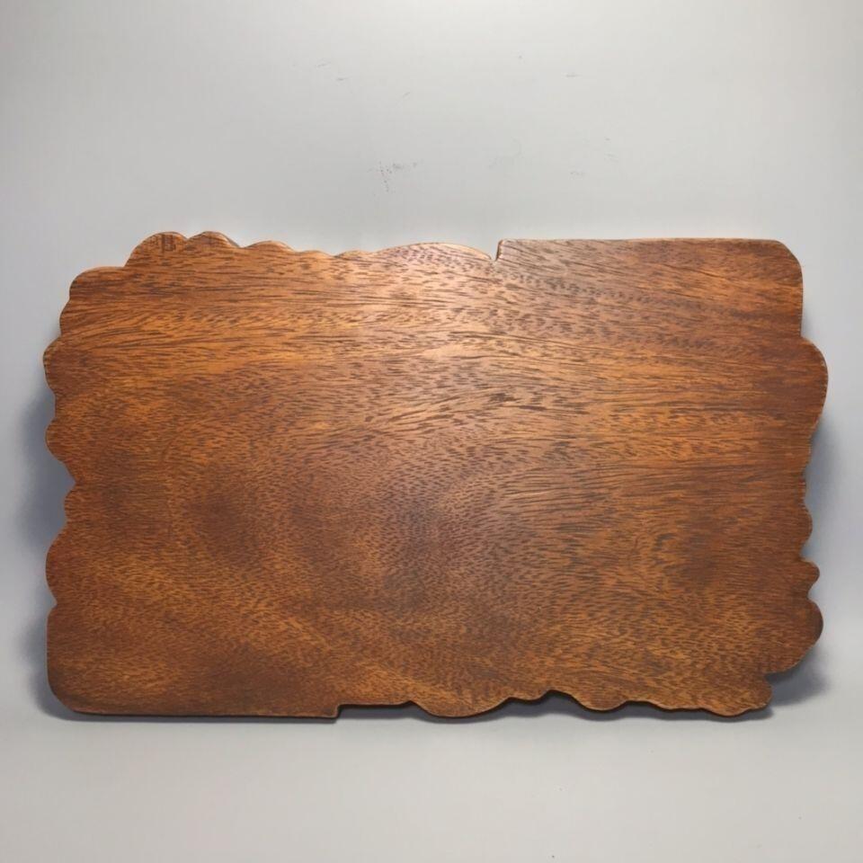 听雨轩（八） 实木旧藏 花梨木 福寿双全浮雕老木茶盘 18*30cm