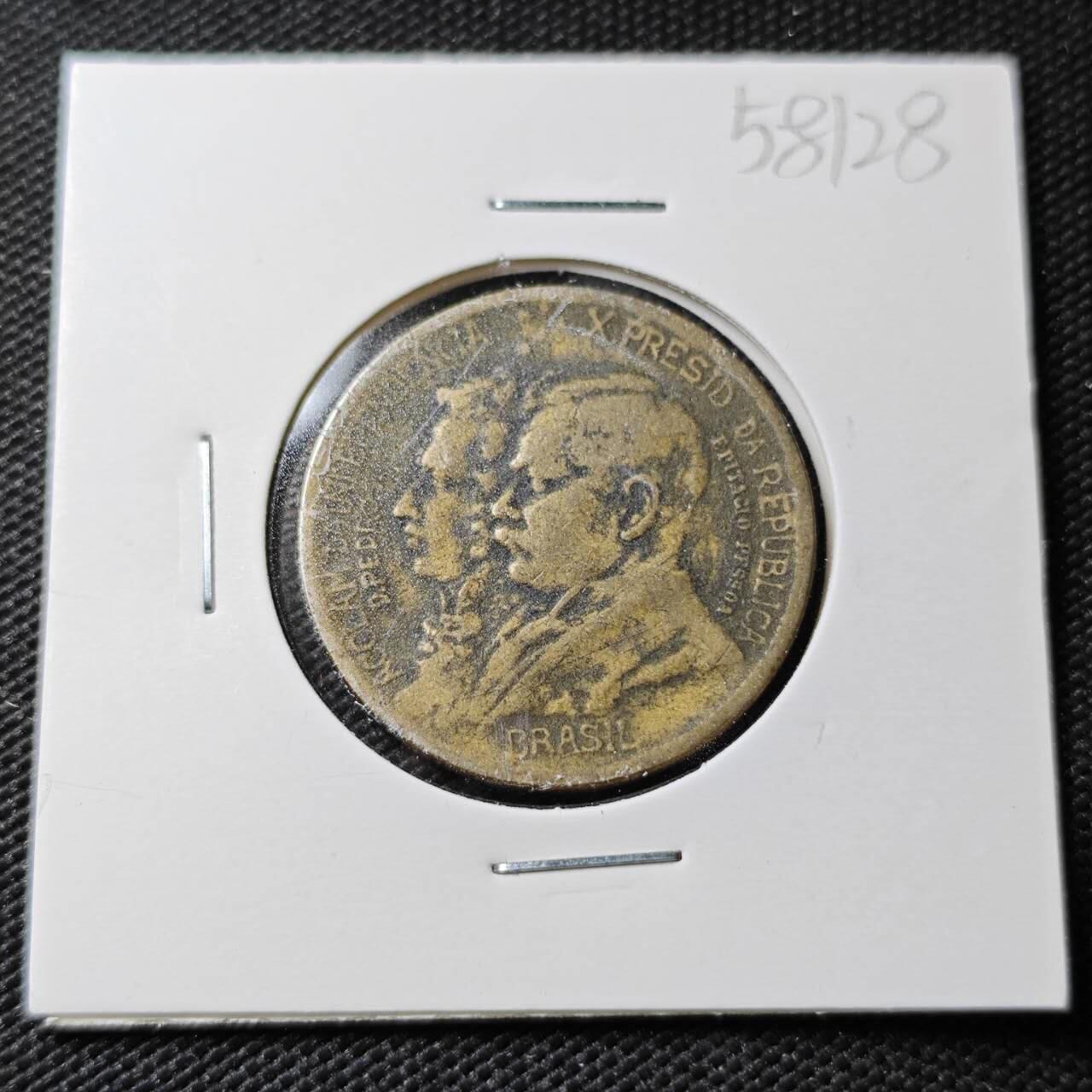 KK钱币收藏小铺  第358场  2月预留时间 周末发货  1922巴西1000瑞斯纪念币 铜币