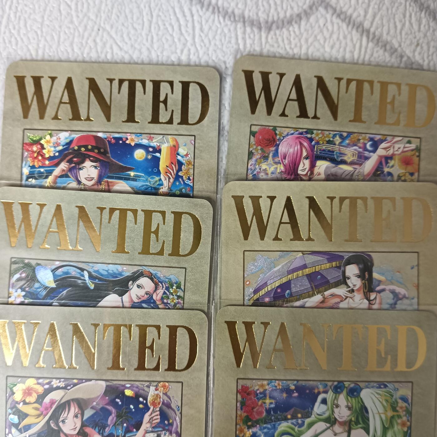 花开卡拍第44期（10月26号周日截拍，品控勿拍!!!拍品不寄存，运费5元，自制卡难免瑕疵，可能存在轻微撞角爆边等出厂瑕疵，品控介意勿拍！） 玩卡秀卡牌 海贼王悬赏令 第一弹一套6张 纱布闪