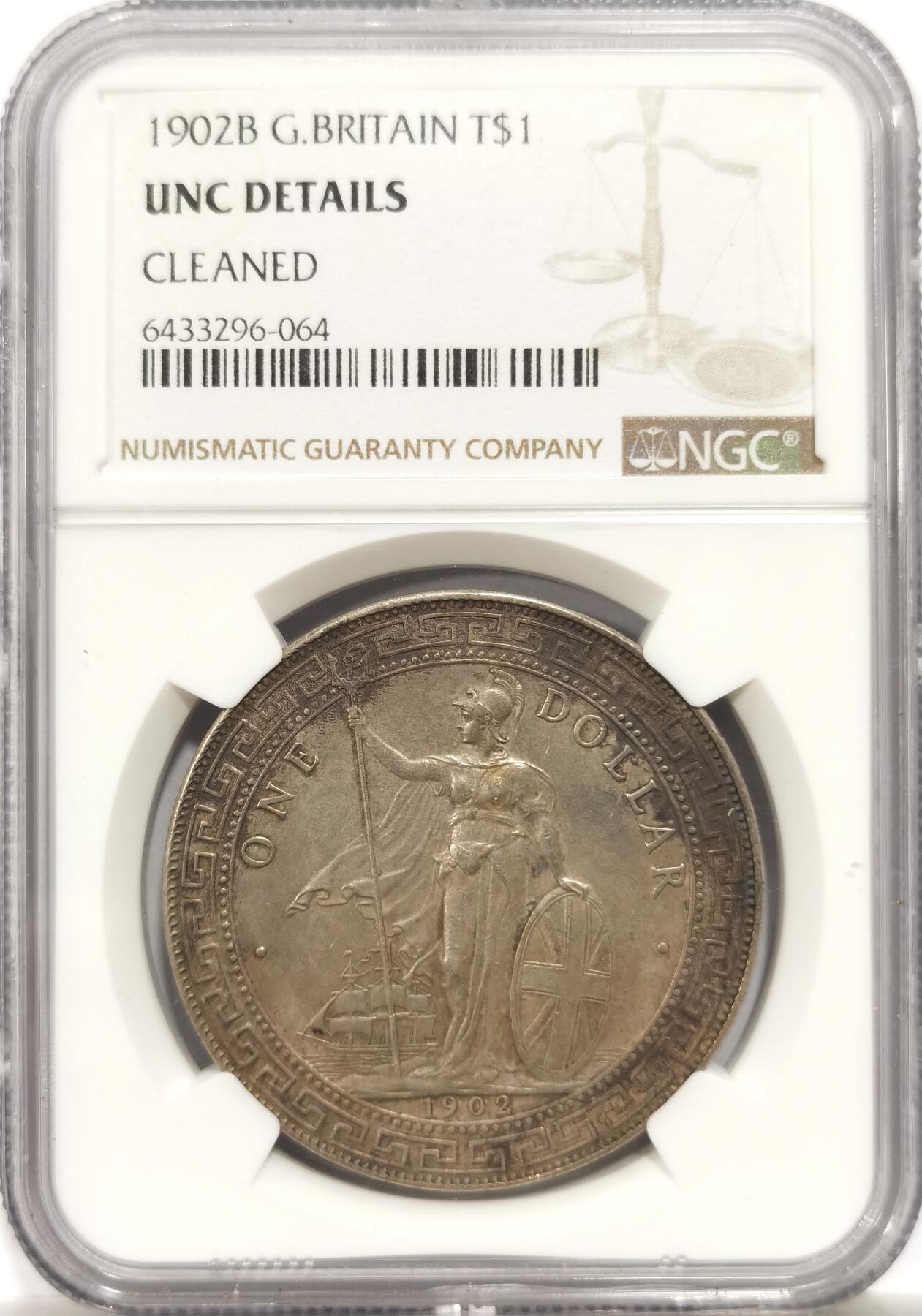 博洋堂世界钱币拍卖第144期（全场包邮） NGC UNCD 英国1902年站洋银币，状态一流 个人认为有机会博分