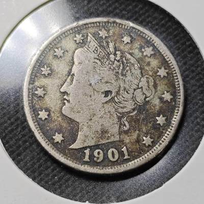 KK钱币收藏小铺  第359场  2月预留时间 周末发货 -  1901美国5分镍币