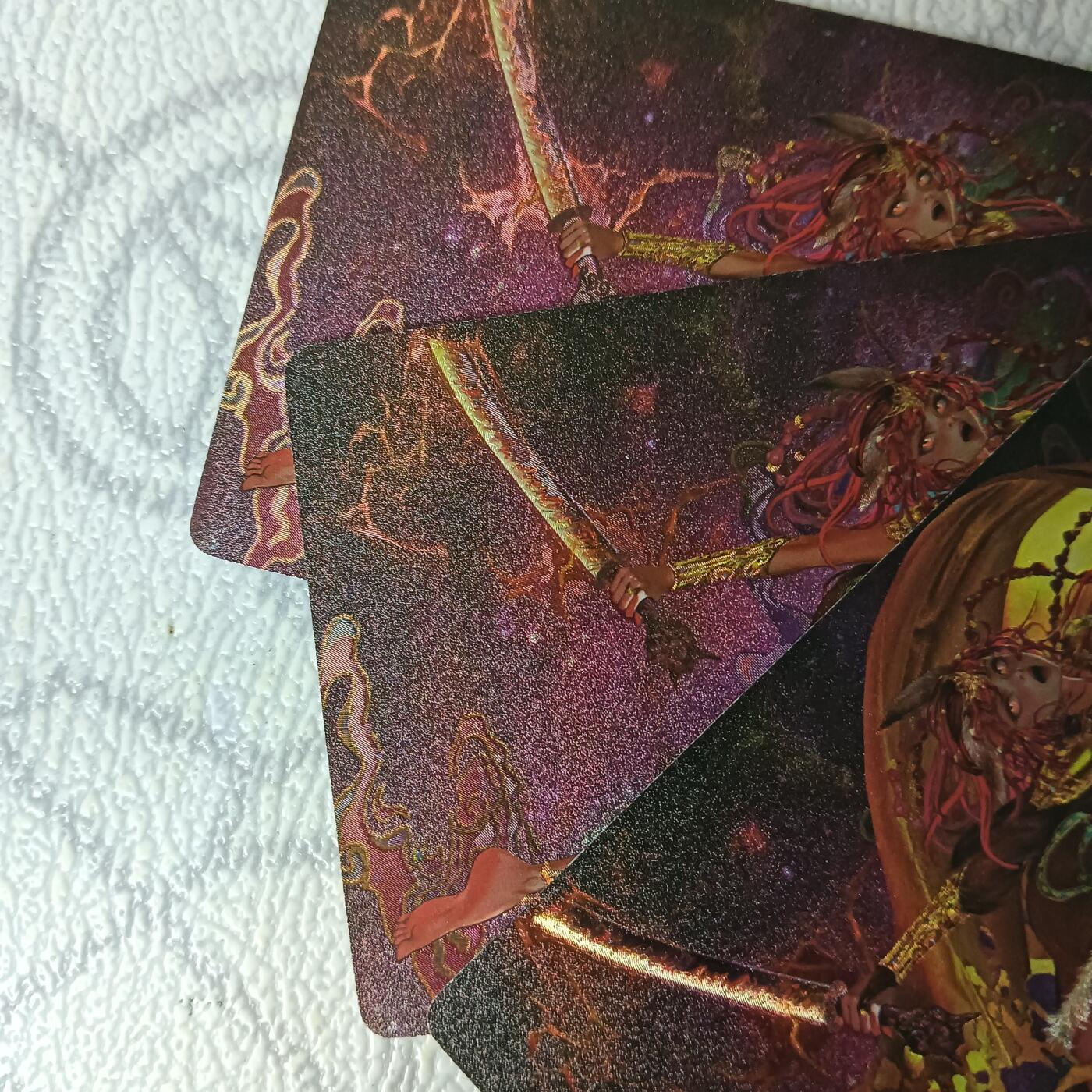 花开卡拍第44期（10月26号周日截拍，品控勿拍!!!拍品不寄存，运费5元，自制卡难免瑕疵，可能存在轻微撞角爆边等出厂瑕疵，品控介意勿拍！） 燎原卡牌 幻西游 黄袍怪 错版 1套3张 粗闪