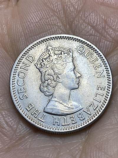 2025年第一百一十七场(总第一百四十三场）外国好品散币(免佣金) 英属加勒比领地1964年25分(伊丽莎白二世青年带冠)