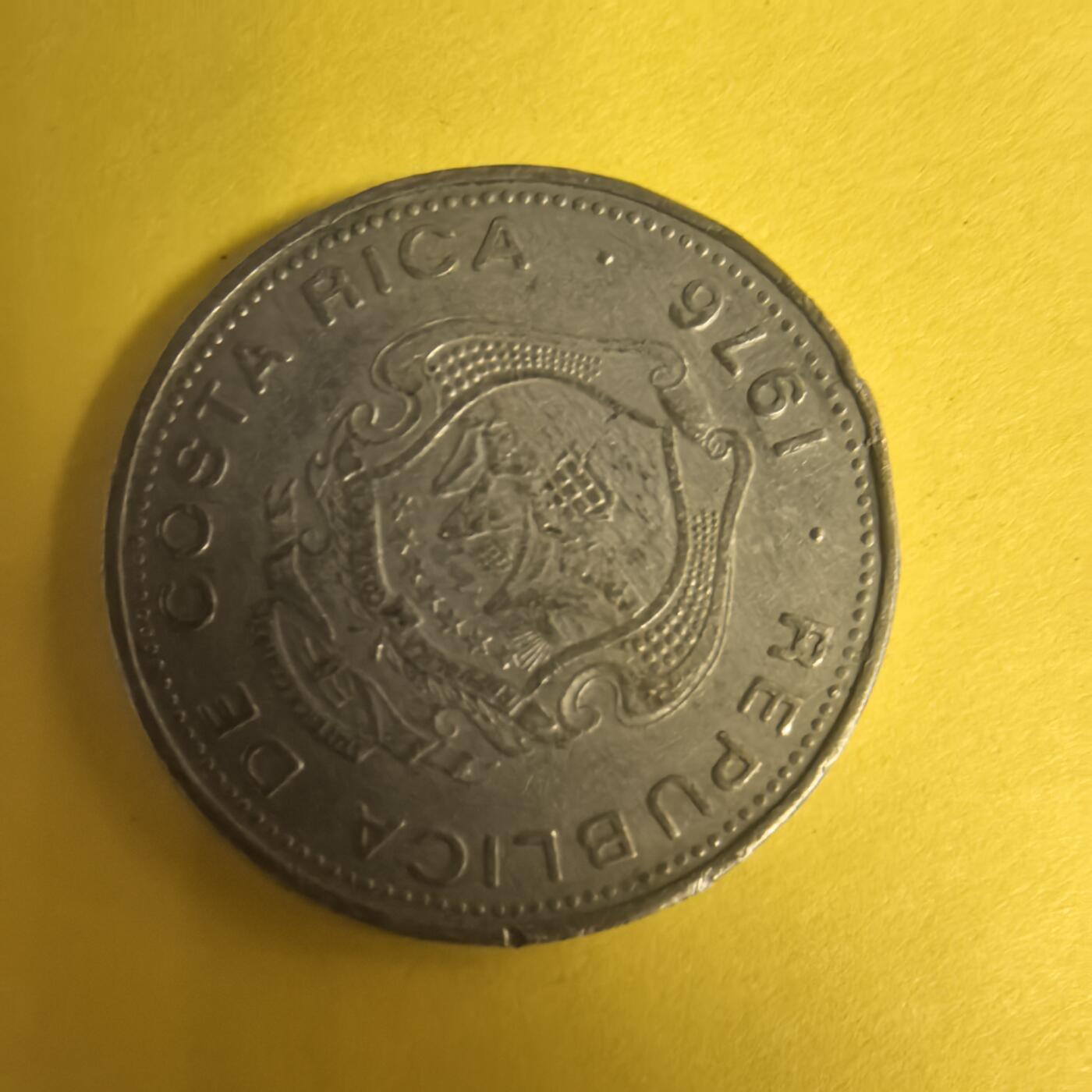 泡泡币外币第十五场可代拍15038385335微信 1976年哥斯达黎加50分。