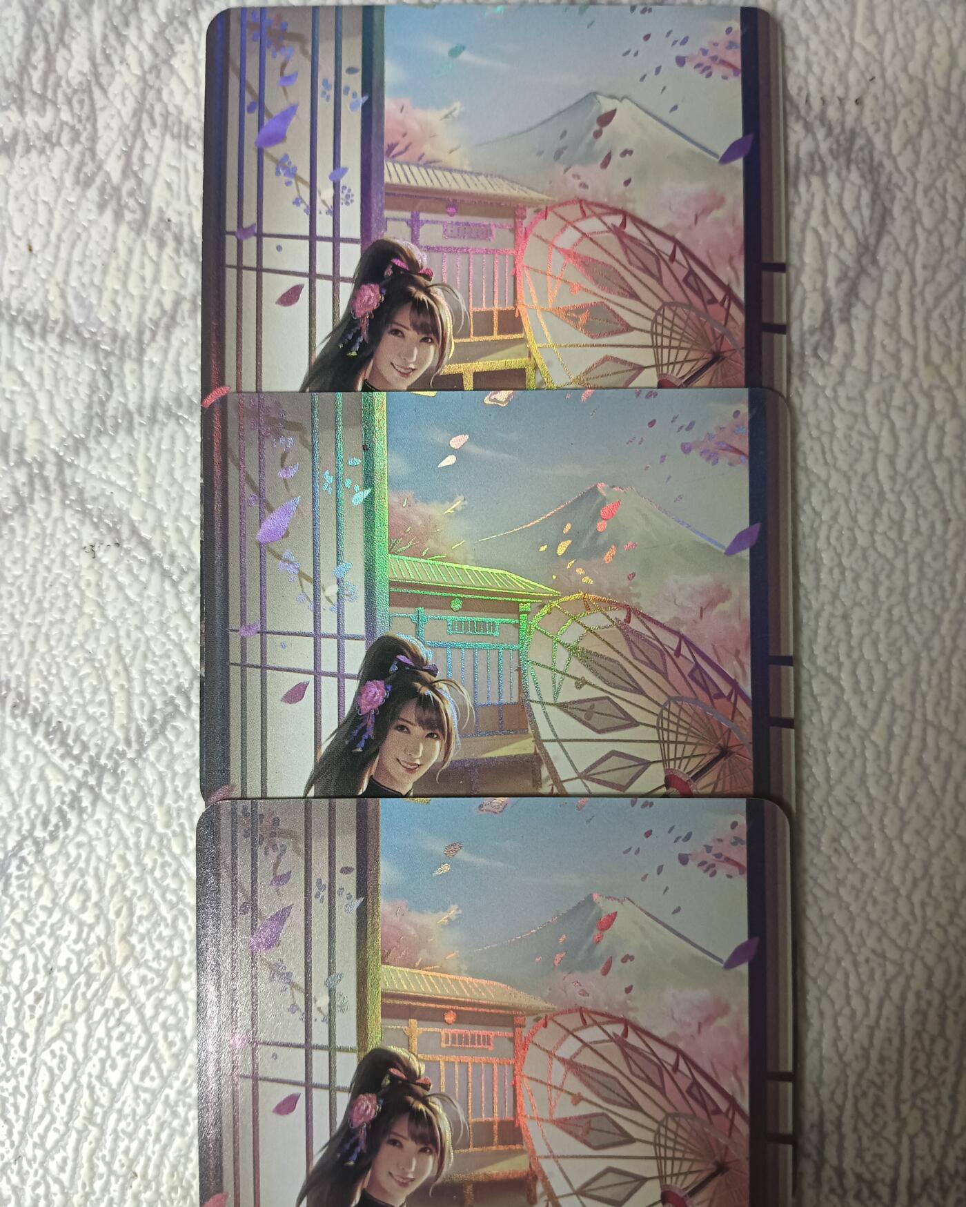 花开卡拍第44期（10月26号周日截拍，品控勿拍!!!拍品不寄存，运费5元，自制卡难免瑕疵，可能存在轻微撞角爆边等出厂瑕疵，品控介意勿拍！） 撑伞少女  3张艺术卡 彩闪