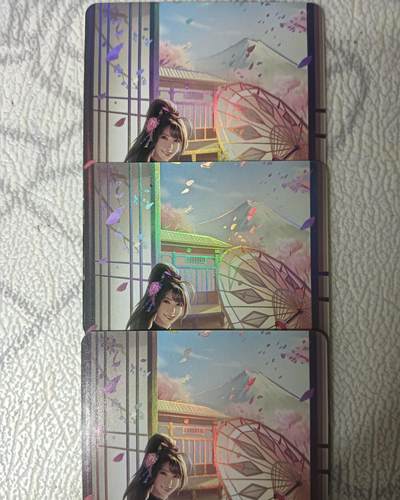 花开卡拍第44期（10月26号周日截拍，品控勿拍!!!拍品不寄存，运费5元，自制卡难免瑕疵，可能存在轻微撞角爆边等出厂瑕疵，品控介意勿拍！） - 撑伞少女  3张艺术卡 彩闪