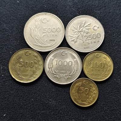 【全场包邮】纯粹捡漏拍472场（免费代拍第9场） - 土耳其1990-1993年6枚套币