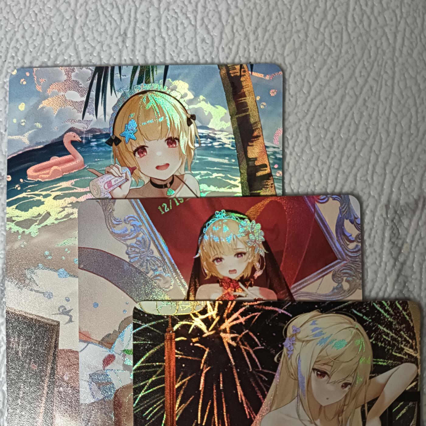 花开卡拍第44期（10月26号周日截拍，品控勿拍!!!拍品不寄存，运费5元，自制卡难免瑕疵，可能存在轻微撞角爆边等出厂瑕疵，品控介意勿拍！） 鸡腿卡牌 闻姬起舞 3张 彩闪工艺