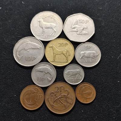 【全场包邮】纯粹捡漏拍472场（免费代拍第9场） - 爱尔兰各年份10枚大全套-含大小版公牛5便士+大小版鲟鱼10便士