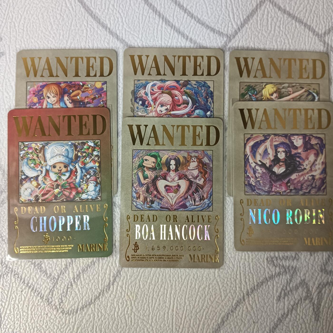 花开卡拍第44期（10月26号周日截拍，品控勿拍!!!拍品不寄存，运费5元，自制卡难免瑕疵，可能存在轻微撞角爆边等出厂瑕疵，品控介意勿拍！） 玩卡秀卡牌 海贼王悬赏令 第三弹一套6张 纱布闪