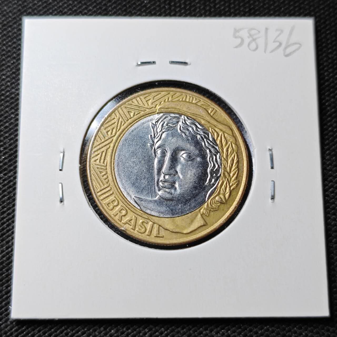 KK钱币收藏小铺  第358场  2月预留时间 周末发货  2005巴西1瑞尔双色币