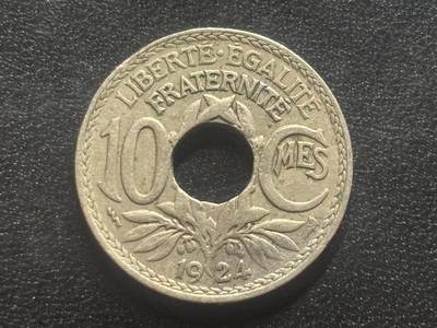 邮泉阁限时拍卖第三十二场 法国硬币专场（硬币在国外。请付邮费6元。） - 第三共和国1924年10分闪电版