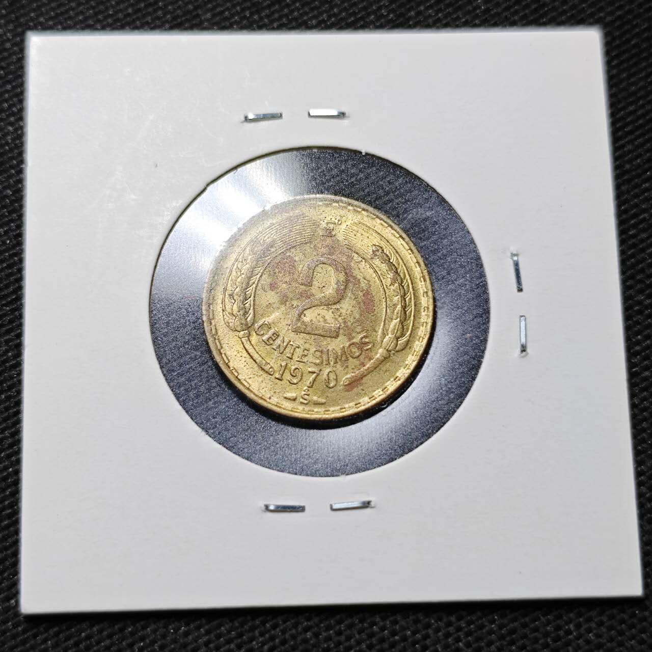 KK钱币收藏小铺  第359场  2月预留时间 周末发货 1970智利2分 铜币