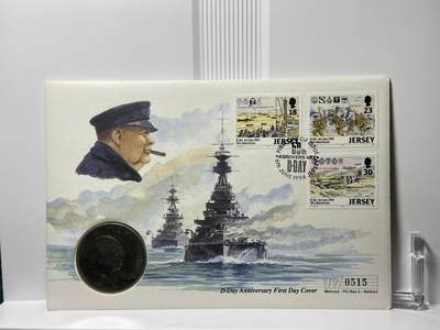 2025年第一百一十七场(总第一百四十三场）外国好品散币(免佣金) - 邮币封–英国🇬🇧1965年25便士(1994年诺曼底登陆50周年纪念封，含1965年25便士丘吉尔逝世纪念币)