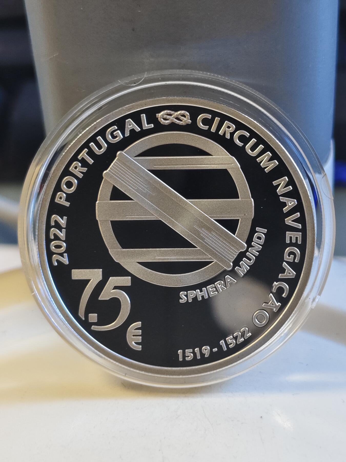 第179期拍卖【长期征集拍品】 葡萄牙2022年麦哲伦环游世界500周年精制纪念银币，925银，13.5克，发行2500枚