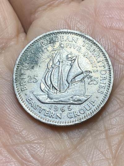 2025年第一百一十七场(总第一百四十三场）外国好品散币(免佣金) - 英属加勒比领地1965年25分(伊丽莎白二世青年带冠)