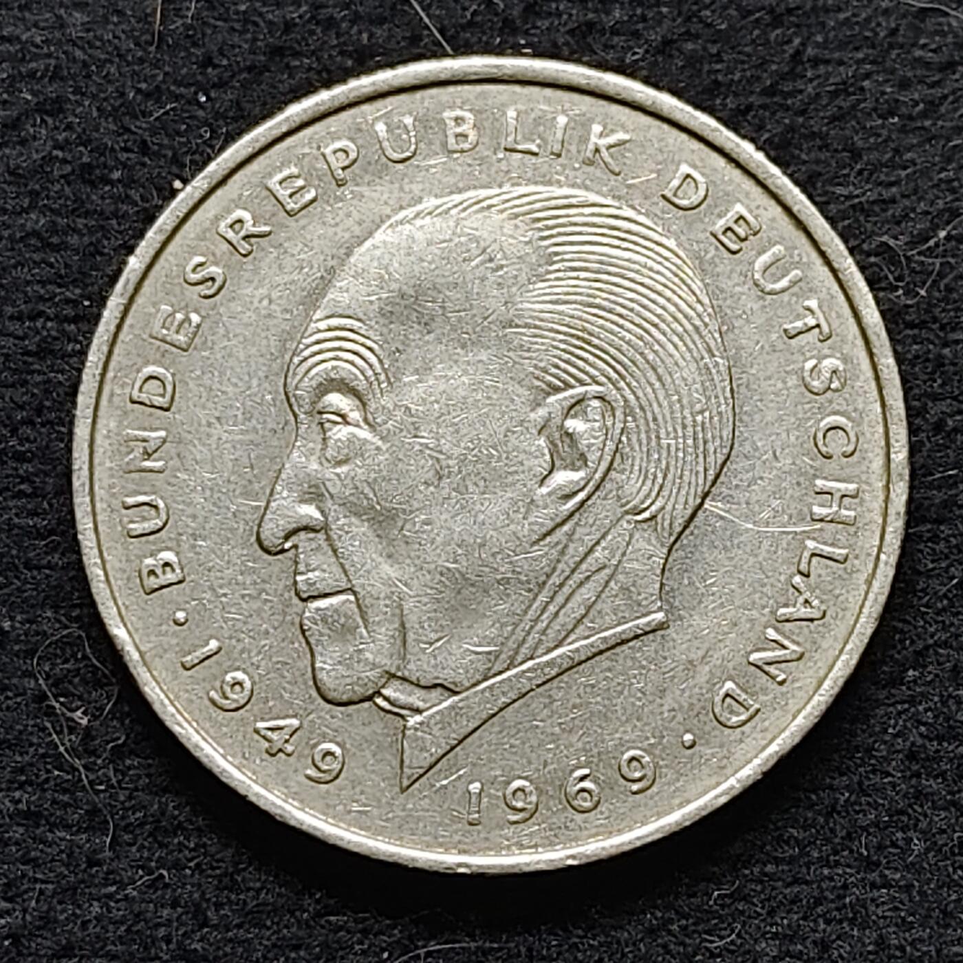 【全场包邮】纯粹捡漏拍472场（免费代拍第9场） 德国联邦德国1972年康拉德·阿登纳2马克