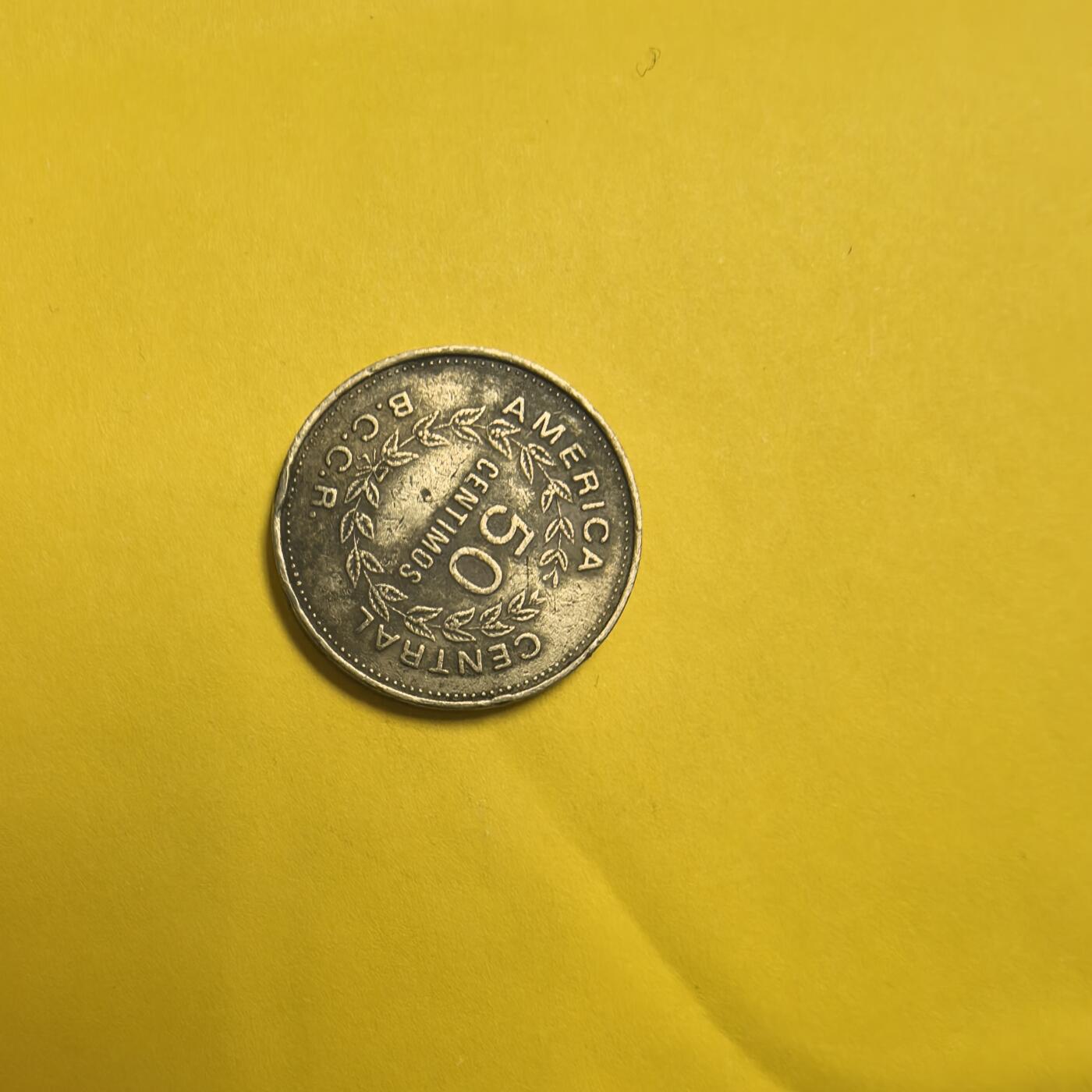 泡泡币外币第十三场可代拍15038385335微信 1976年哥斯达黎加50分。