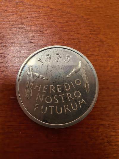 长老汇蛇年精选第六十七场拍卖 - 1975瑞士欧洲纪念碑保护年5法郎精制铜镍币，原盒