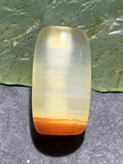 高玉化千层纹缠丝玛瑙随形通货桶珠一个，， - 高玉化千层纹缠丝玛瑙随形通货桶珠一个，，