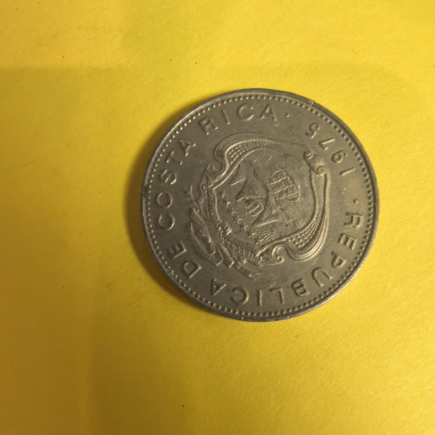 泡泡币外币第十五场可代拍15038385335微信 1975年哥斯达黎加50分。