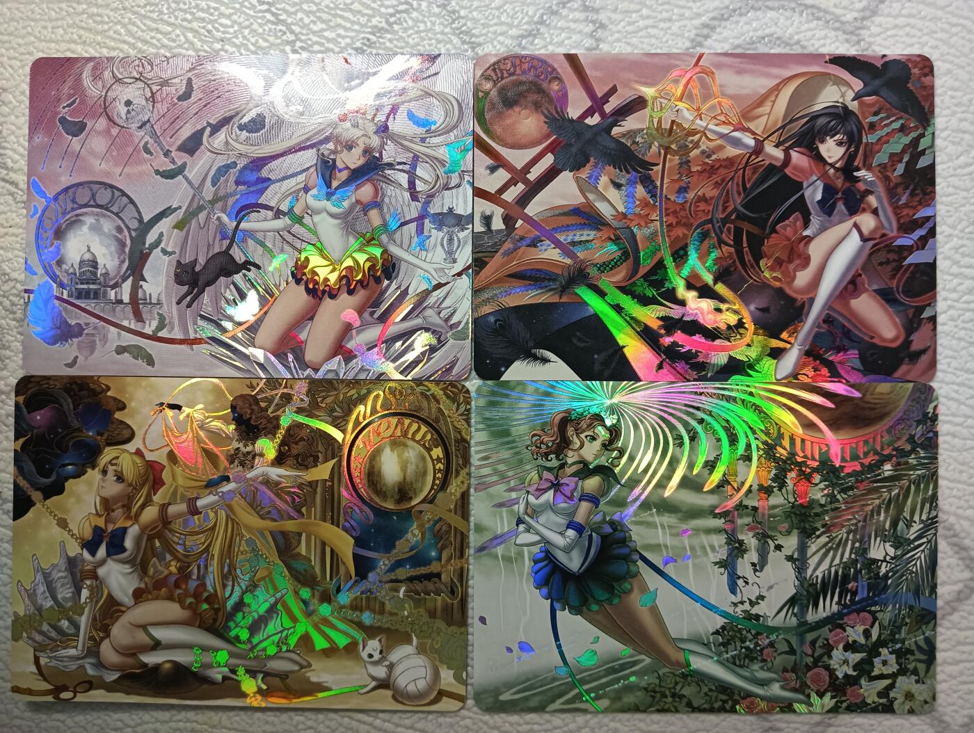 花开卡拍第44期（10月26号周日截拍，品控勿拍!!!拍品不寄存，运费5元，自制卡难免瑕疵，可能存在轻微撞角爆边等出厂瑕疵，品控介意勿拍！） 美少女战士 4张 折光彩闪