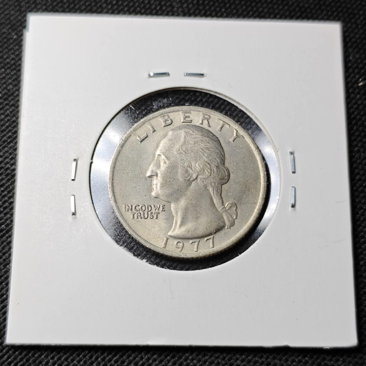 KK钱币收藏小铺  第358场  2月预留时间 周末发货  1977美国25分好品