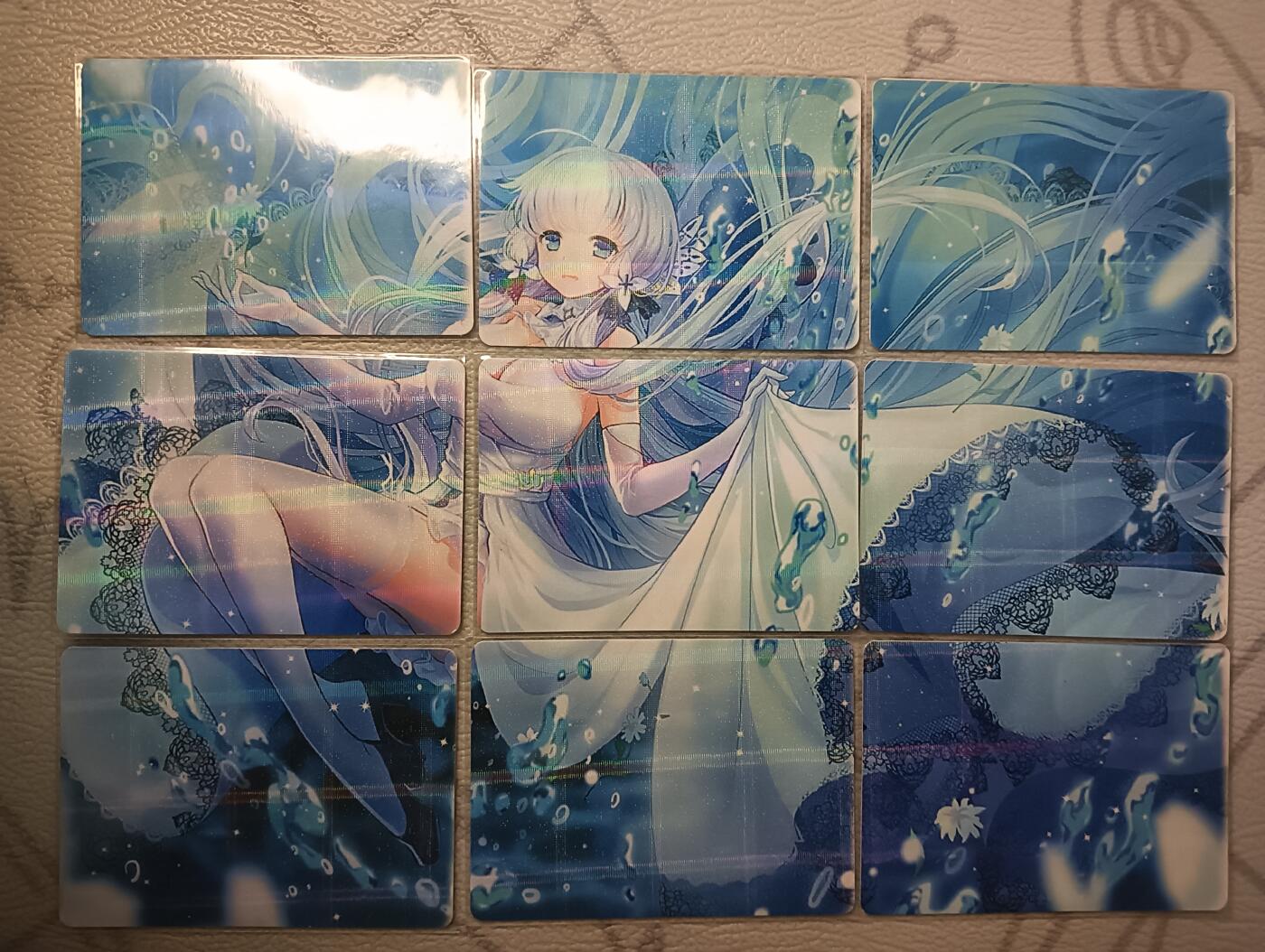 花开卡拍第44期（10月26号周日截拍，品控勿拍!!!拍品不寄存，运费5元，自制卡难免瑕疵，可能存在轻微撞角爆边等出厂瑕疵，品控介意勿拍！） 碧蓝航线  九拼 纱布闪 薄卡