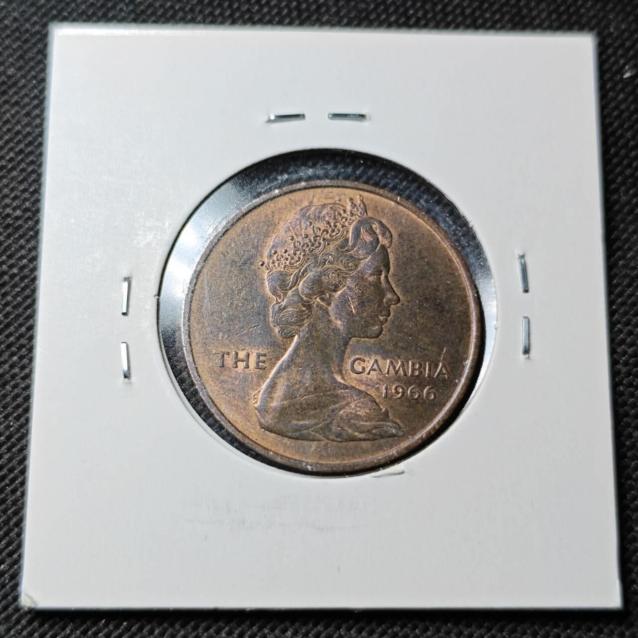 KK钱币收藏小铺  第358场  2月预留时间 周末发货  1966英属冈比亚1便士铜币