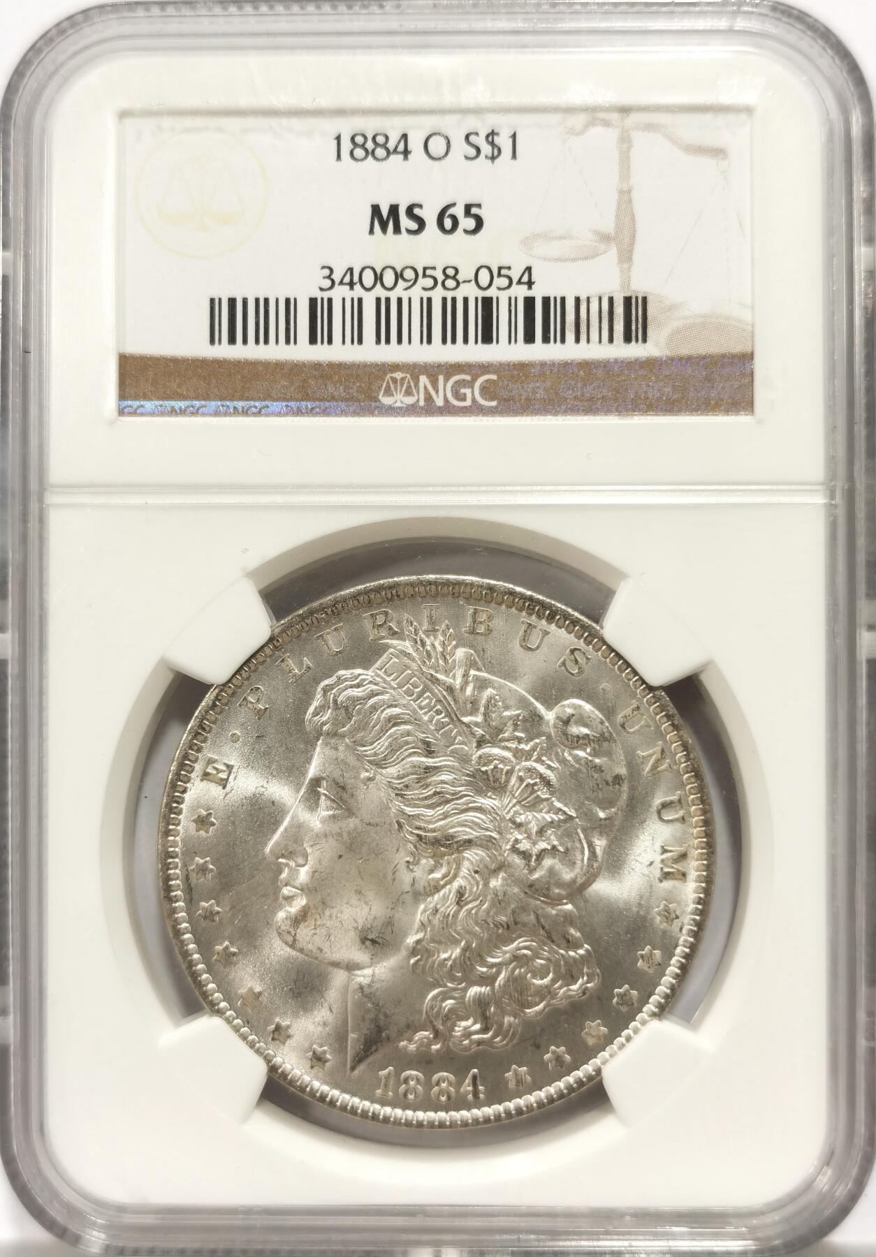 博洋堂世界钱币拍卖第144期（全场包邮） NGC MS65 美国1884 O摩根