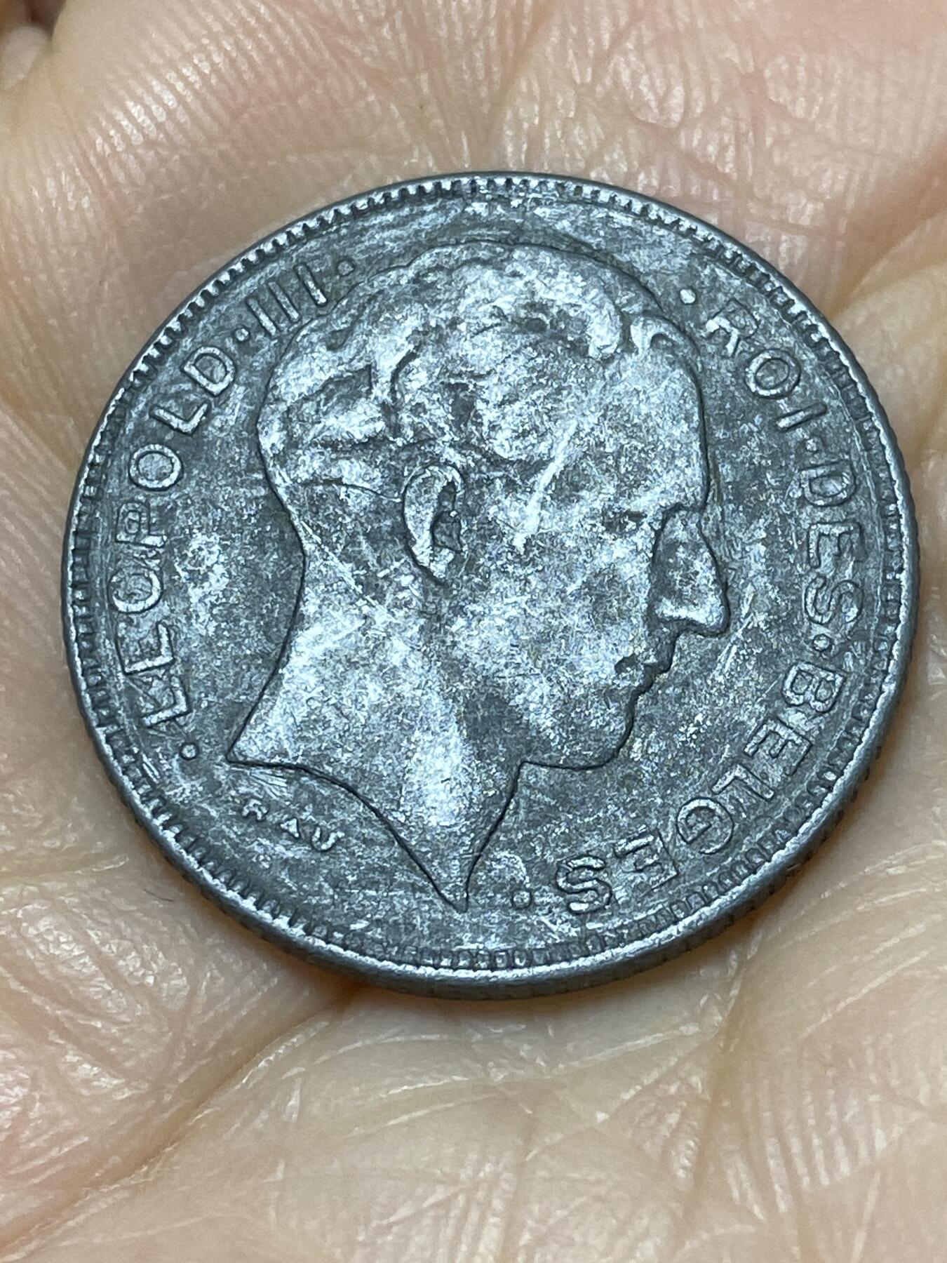 2025年第一百一十七场(总第一百四十三场）外国好品散币(免佣金) 比利时🇧🇪1944年5法郎(利奥波德三世，二战德国占领时期，法语版)