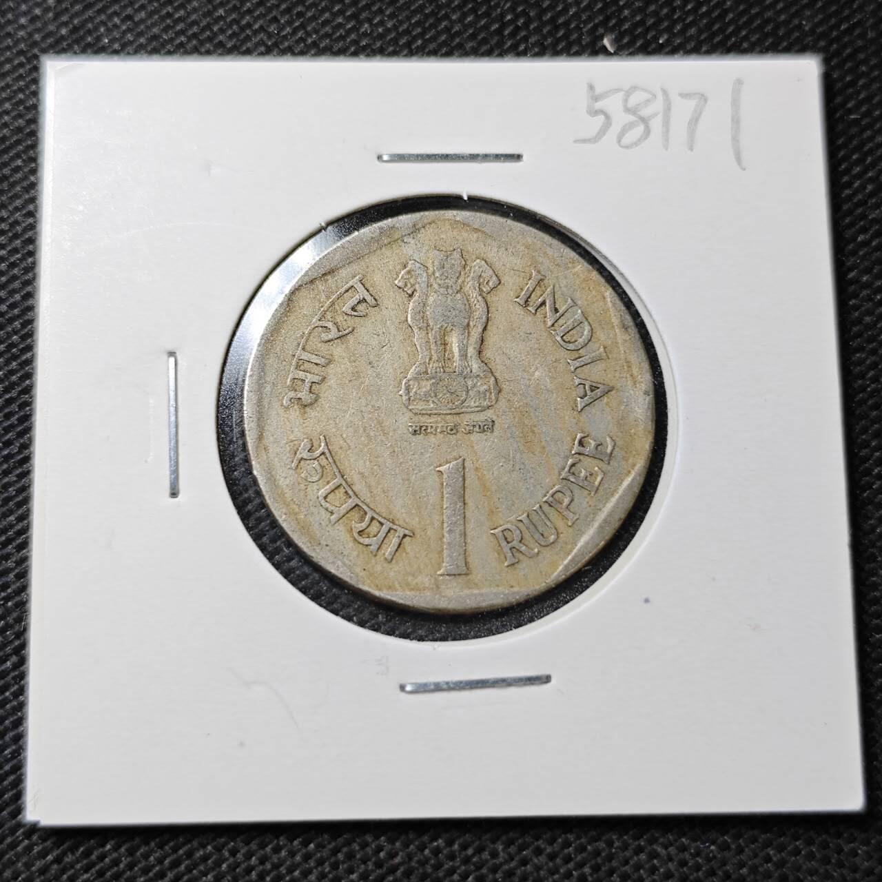 KK钱币收藏小铺  第358场  2月预留时间 周末发货  1992印度1卢比纪念币