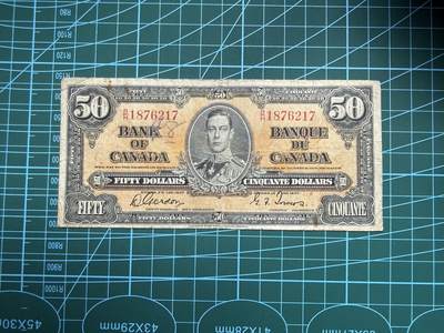 【炜奕收藏】，第四十九期，多套加拿大纸币、港澳靓号 - 1937年加拿大50元，流通品相，乔治六世头像