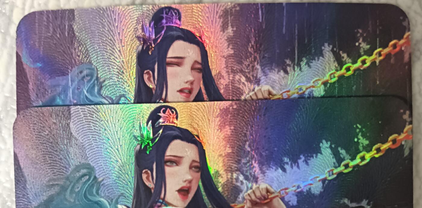 花开卡拍第44期（10月26号周日截拍，品控勿拍!!!拍品不寄存，运费5元，自制卡难免瑕疵，可能存在轻微撞角爆边等出厂瑕疵，品控介意勿拍！） 嘎嘎鸭钢蛋艺术对卡 林紫兰 彩闪2张