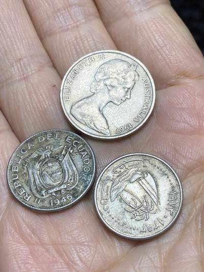 2025年第一百一十七场(总第一百四十三场）外国好品散币(免佣金) 散币3枚：澳大利亚🇦🇺1967年10，厄瓜多尔🇪🇨1946年20分，卡塔尔🇶🇦