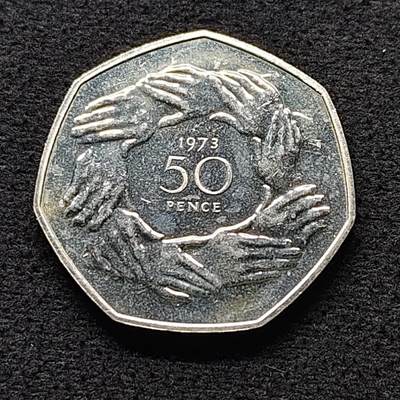 【全场包邮】纯粹捡漏拍472场（免费代拍第9场） - 英国1973年50便士加入欧盟精制纪念币