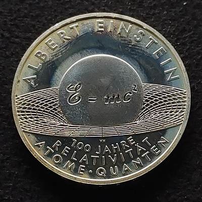 【全场包邮】纯粹捡漏拍473场（免费代拍第10场） - 德国2005年10欧元爱因斯坦相对论诞生一百周年精制（32.5毫米18克）纪念银币