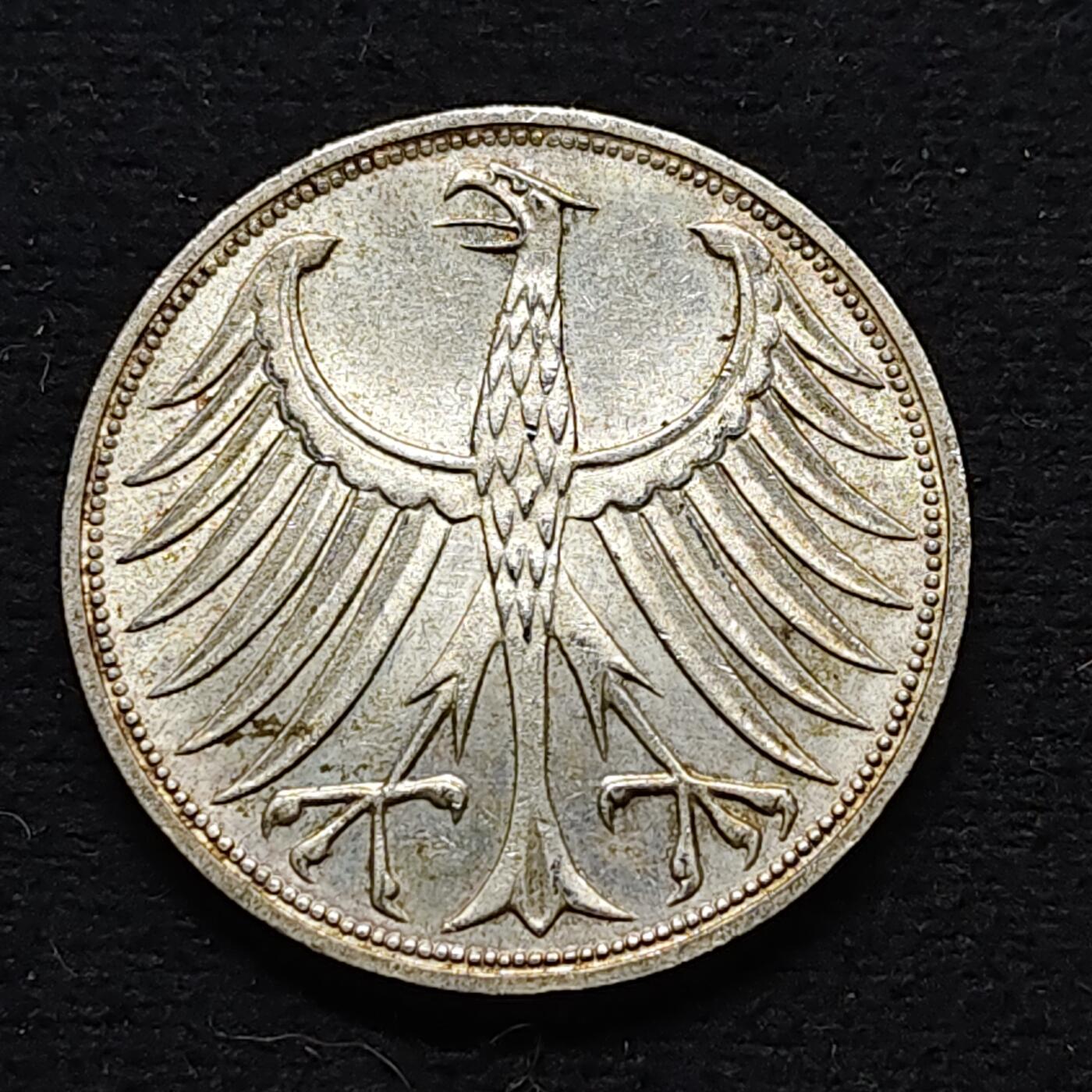 【全场包邮】纯粹捡漏拍472场（免费代拍第9场） 德国联邦德国1967年G厂5马克银币