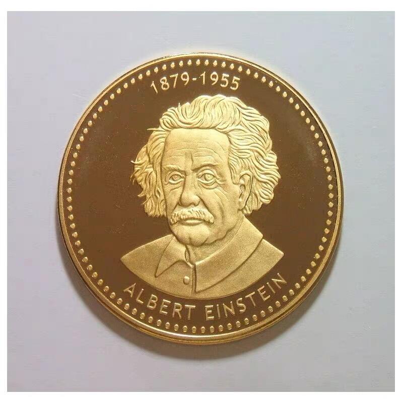德国科学家泰斗爱因斯坦 高浮雕精制大镀金章 40MM
