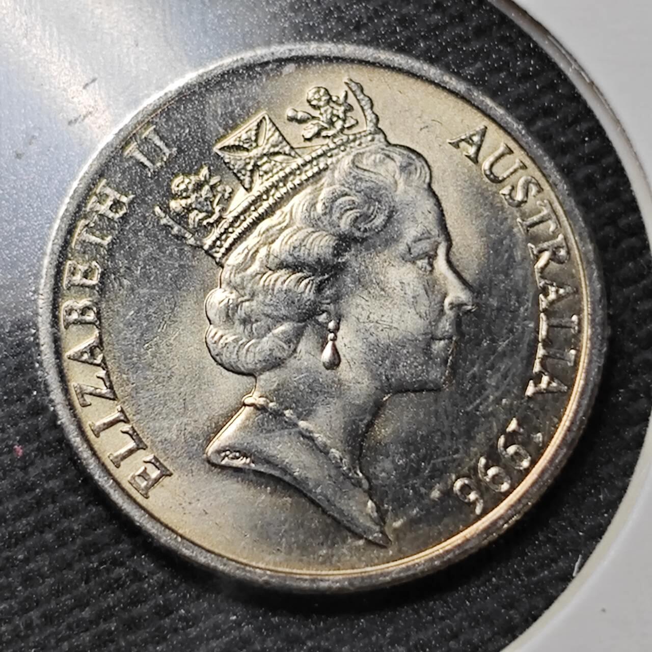 KK钱币收藏小铺  第358场  2月预留时间 周末发货  1996澳大利亚5分 好品 高冠