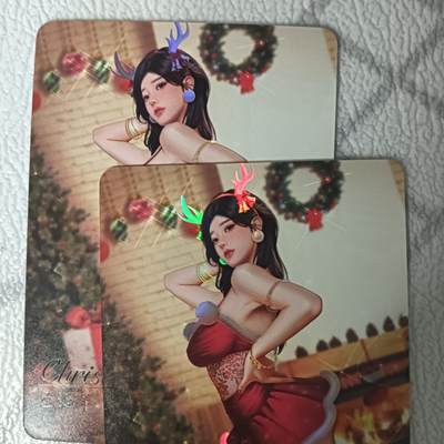 花开卡拍第44期（10月26号周日截拍，品控勿拍!!!拍品不寄存，运费5元，自制卡难免瑕疵，可能存在轻微撞角爆边等出厂瑕疵，品控介意勿拍！） - 绘天阁绘 圣诞节 彩闪二渐变