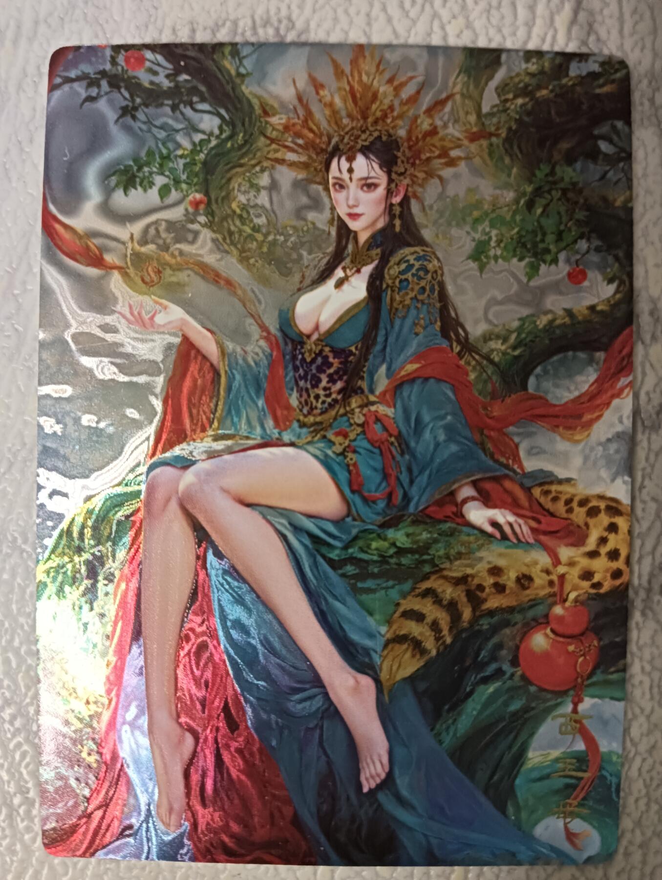 花开卡拍第44期（10月26号周日截拍，品控勿拍!!!拍品不寄存，运费5元，自制卡难免瑕疵，可能存在轻微撞角爆边等出厂瑕疵，品控介意勿拍！） 奇典卡牌 玄灵谱 西王母 1张 光刻工艺