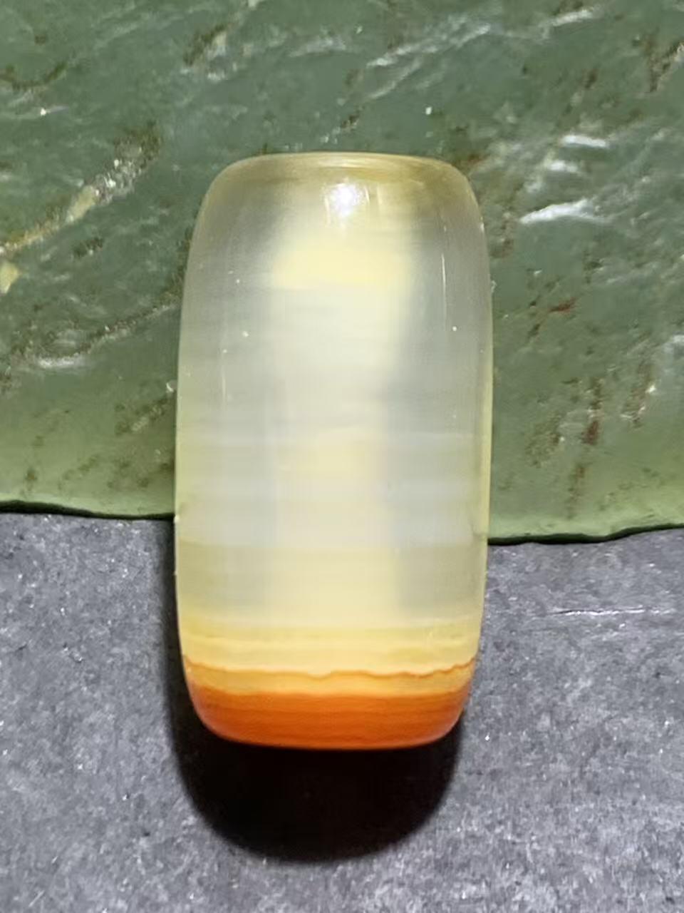 高玉化千层纹缠丝玛瑙随形通货桶珠一个，，