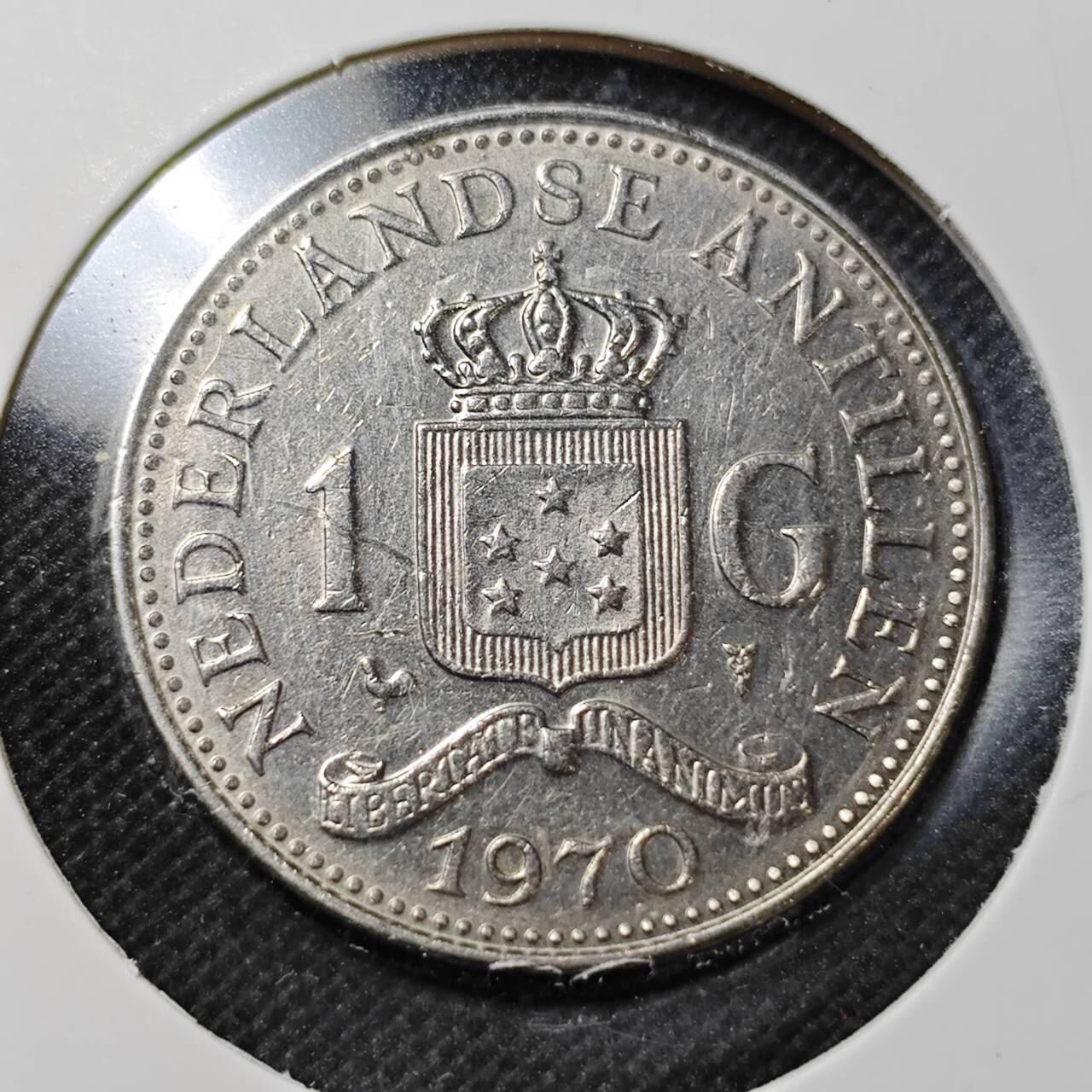 KK钱币收藏小铺  第359场  2月预留时间 周末发货 1970荷属 安地列斯1盾