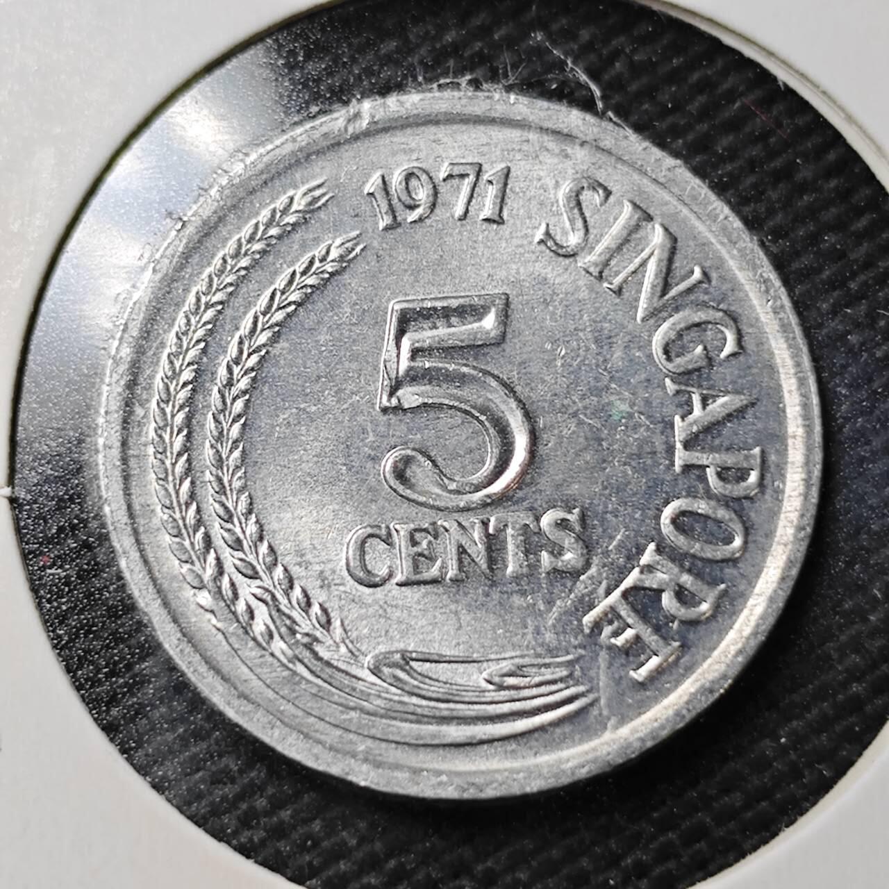 KK钱币收藏小铺  第358场  2月预留时间 周末发货  新加坡农粮纪念币5分