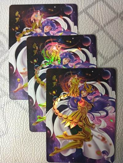 花开卡拍第44期（10月26号周日截拍，品控勿拍!!!拍品不寄存，运费5元，自制卡难免瑕疵，可能存在轻微撞角爆边等出厂瑕疵，品控介意勿拍！） - 青鸾殿卡牌 圣斗士 天蝎座 1套3张折光彩闪
