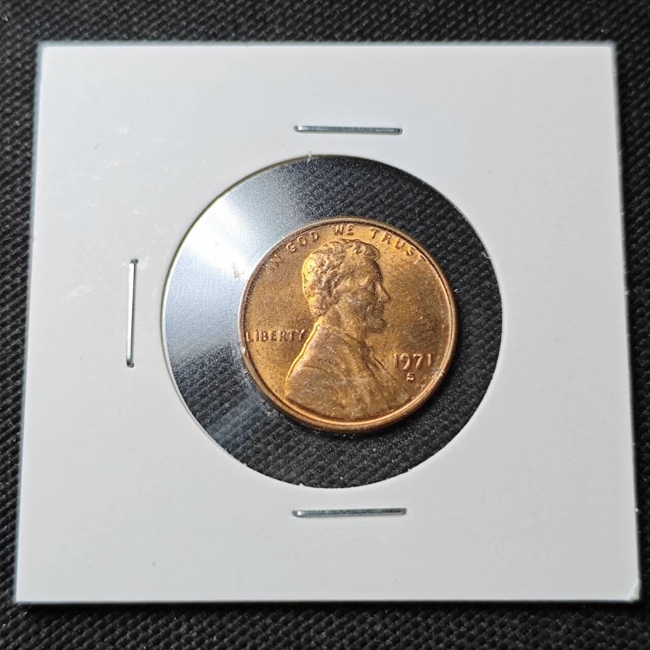 KK钱币收藏小铺  第358场  2月预留时间 周末发货  1971美国1分铜币 好品