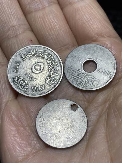 2025年第一百一十七场(总第一百四十三场）外国好品散币(免佣金) 埃及散币3枚:20世纪初5/10基尔什，1917年5米利姆，1967年5米利姆
